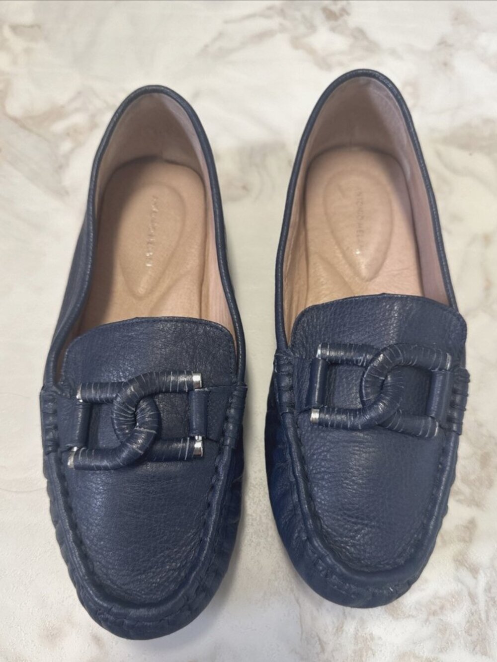 Antonio Melani Loafers Notty Women's 7.5 M Blue Moccasin Leather Shoes Comfort